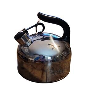 Revere Ware Stainless Steel Whistling Tea Kettle Pot Copper Bottom 88-C Vintage